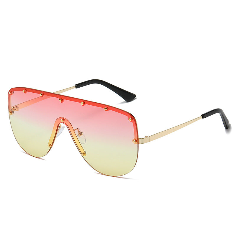 Venta al por mayor PC All-in-one Big Frame Sin marco unido Unisex Gafas de sol del mismo estilo