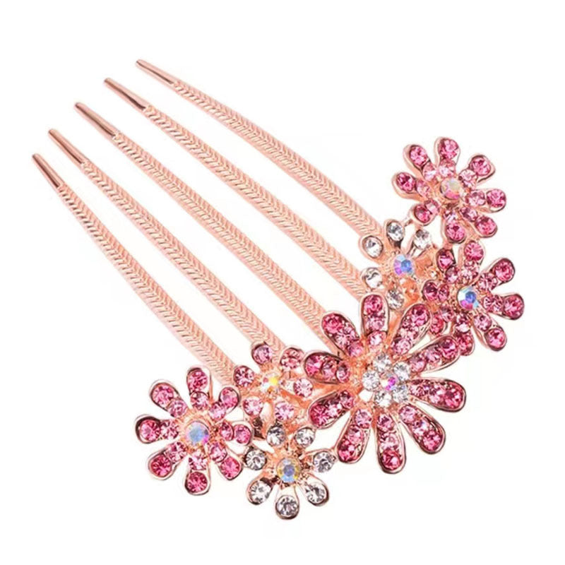 Venta al por mayor Nudo de lazo Aleación de diamantes de imitación con incrustaciones de perlas Peine para el cabello Elegante