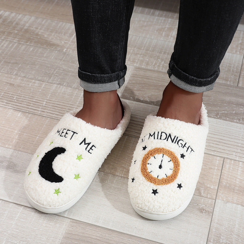Wholesale Winter Moon Clock Cotton Slippers