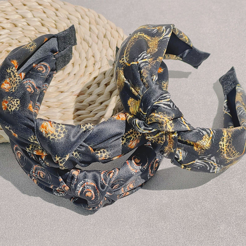 Diademas anudadas cruzadas de ala ancha de leopardo manchado al por mayor