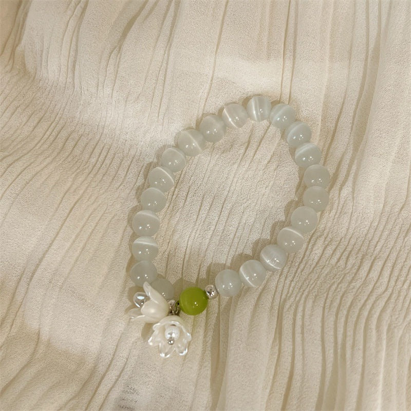 Pulsera de cristal artificial de tulipán rosa de lirio de los valles de joyería al por mayor