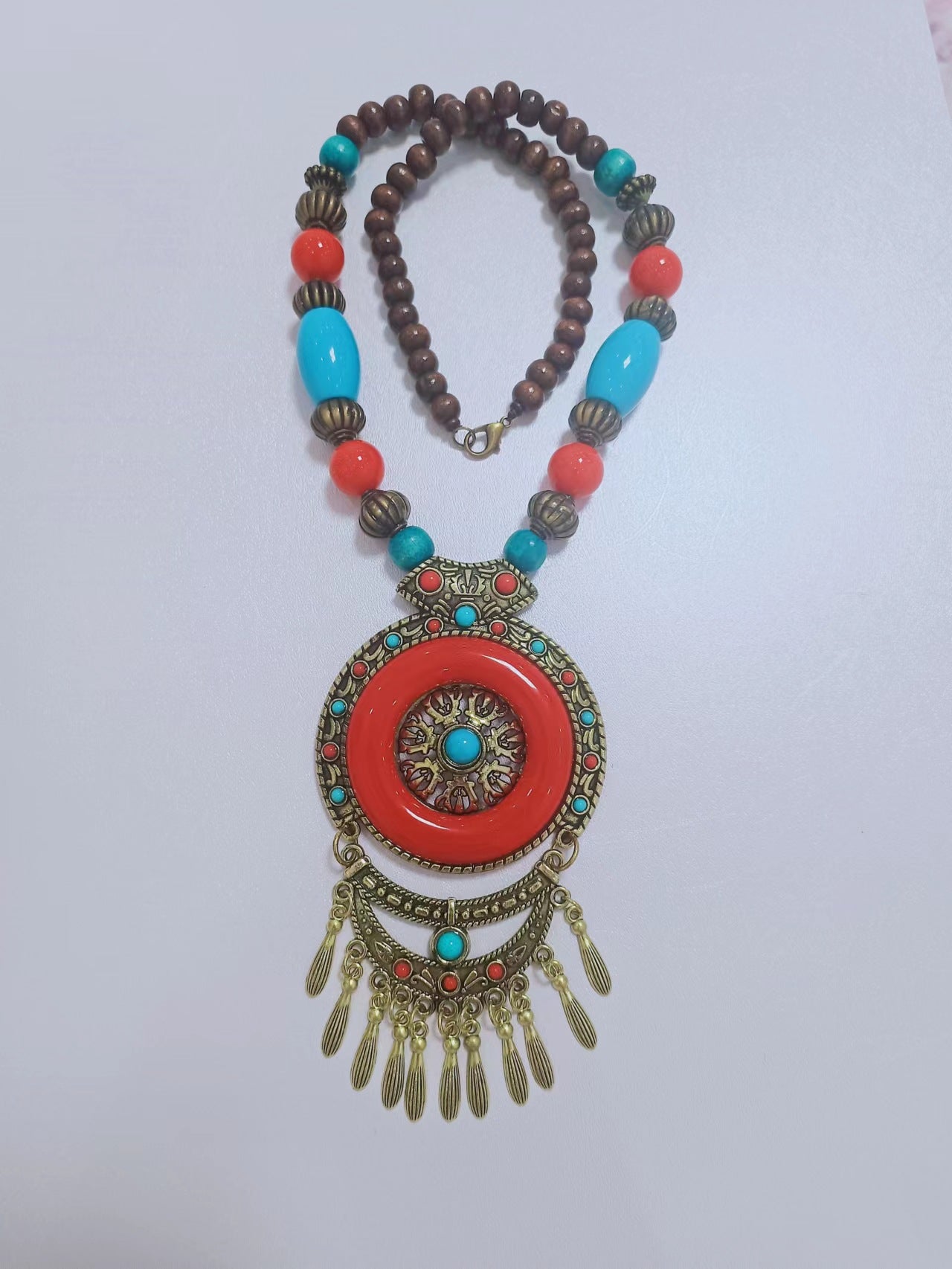 Wholesale Alloy Boho Style Tassel Gem Necklace