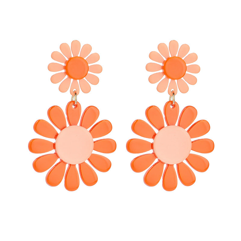 Wholesale Orange Sunflower Acrylic Earrings