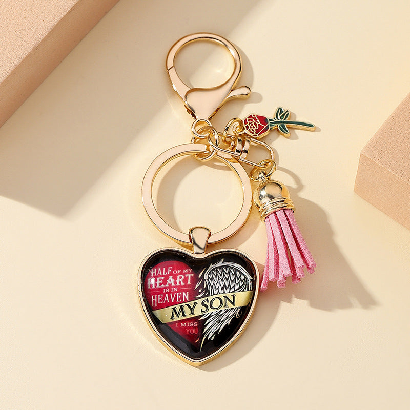 Llavero creativo con colgante de aleación de corazón para el día del padre y el día de la madre al por mayor