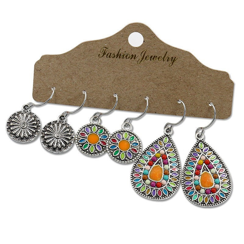 Wholesale Round Hollow Bohemian Alloy Earrings