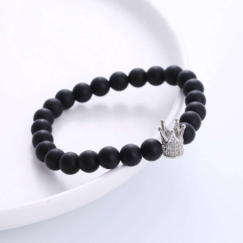 Wholesale Zircon Crown Beaded Copper Bracelet