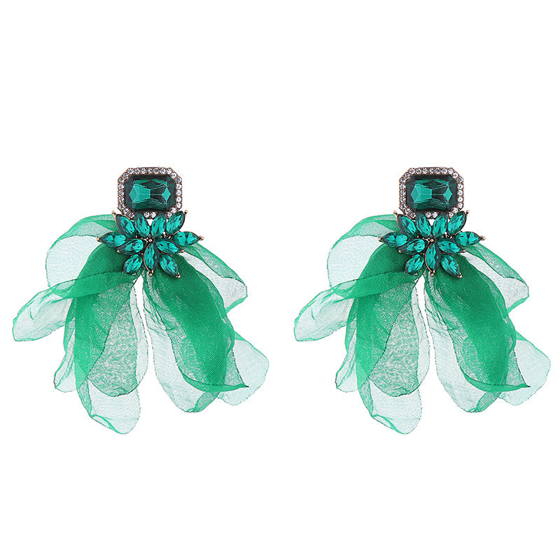 Wholesale Vacation Style Mesh Flower Alloy Earrings