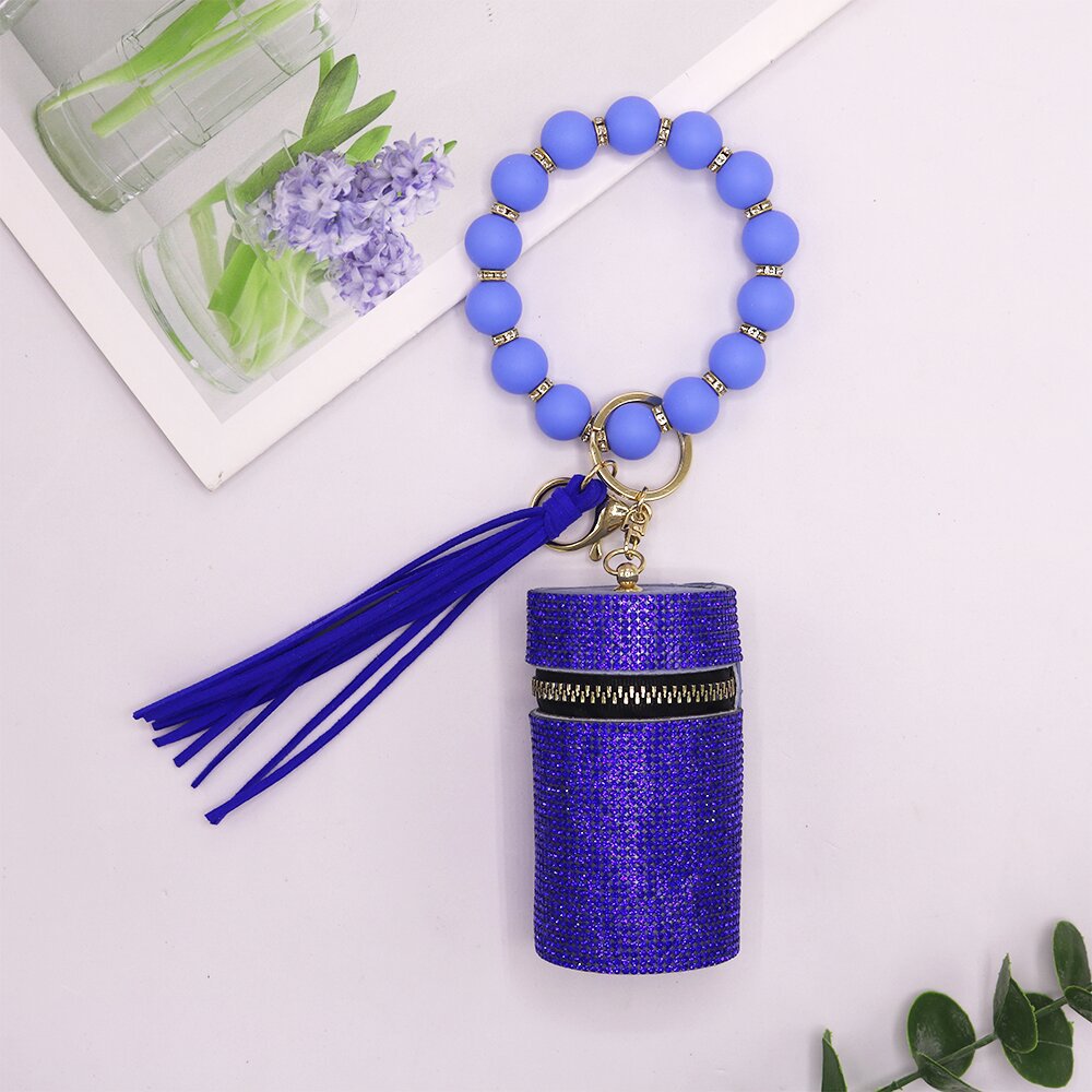 Wholesale Leopard Cow Pattern Leather with Diamond Mouth Red Envelope Silicone Beaded Wrist Keychain