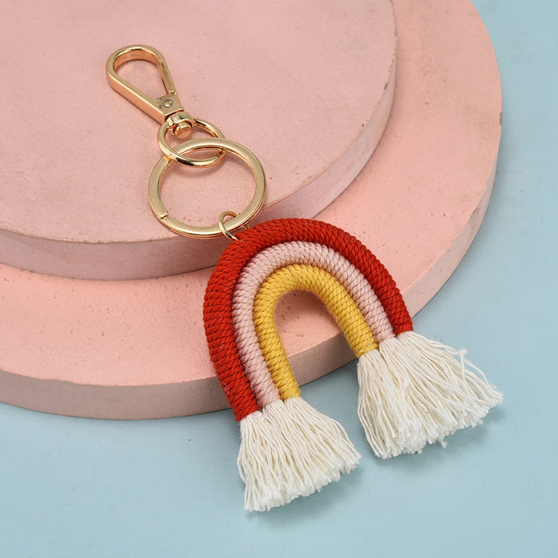 Wholesale Hand Woven Rainbow Tassels Keychains