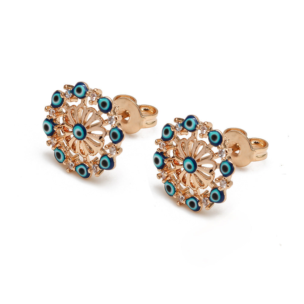 Pendientes De Cobre De Ojo De Diablo Chapado En Oro al por mayor