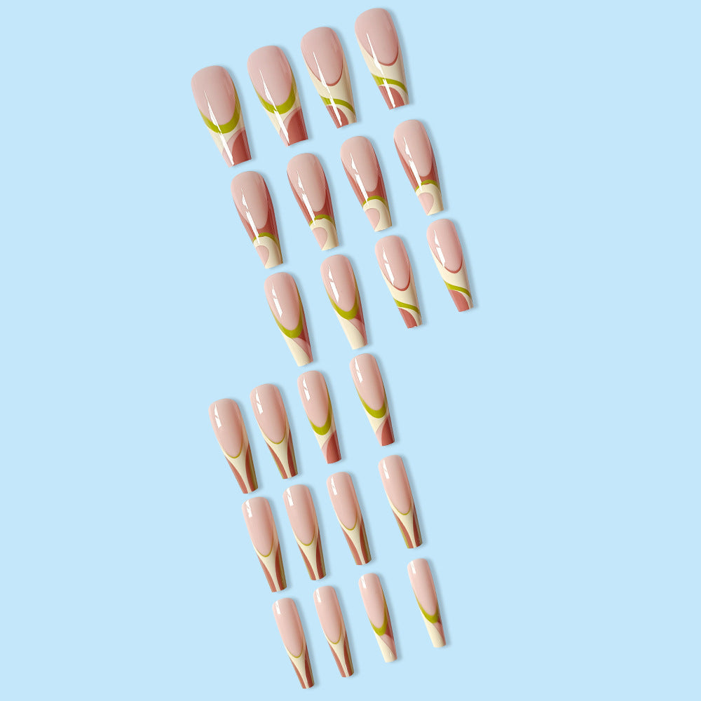 Mezcla de plástico multicolor al por mayor y realce de uñas ultra largo a rayas a juego