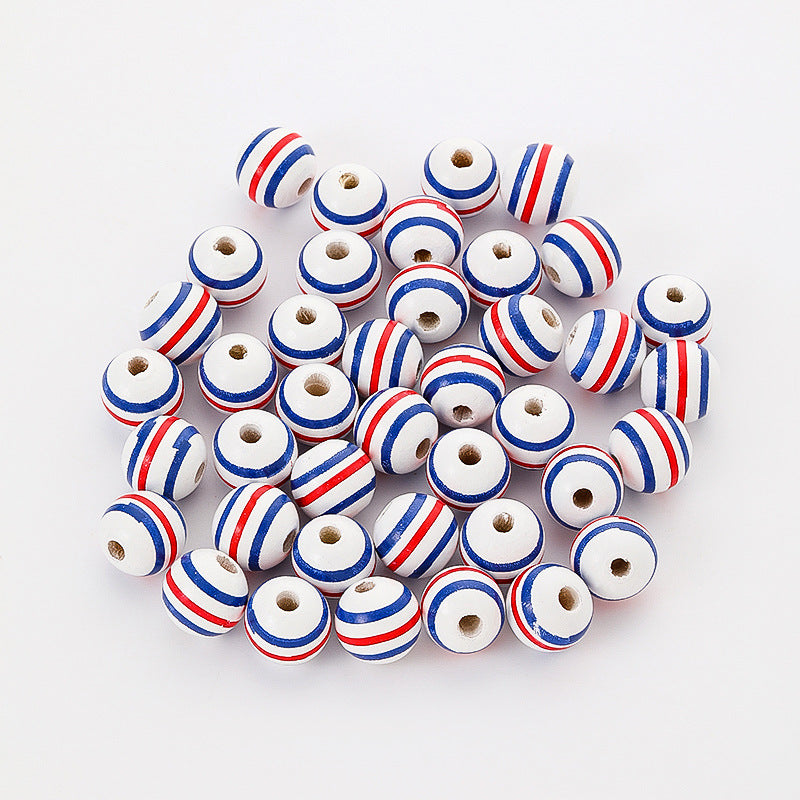 Venta al por mayor 100 piezas de cuentas de madera del Día de la Independencia Americana