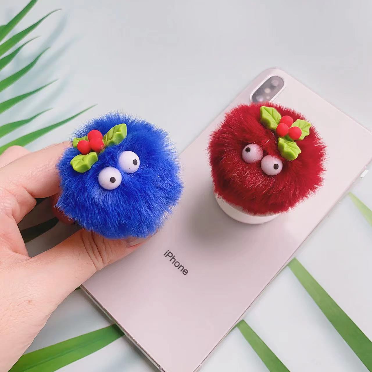 Tenedor del airbag del teléfono de la historieta de los ojos de la felpa al por mayor