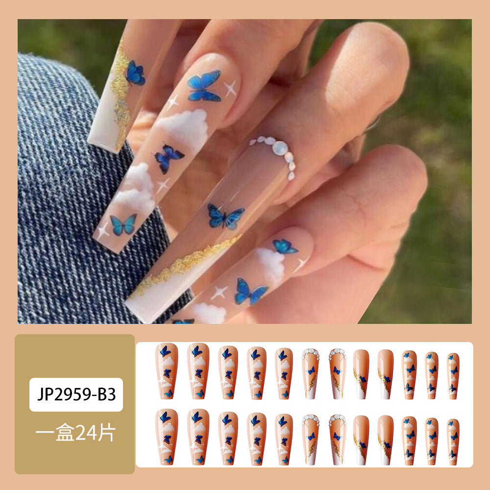 Venta al por mayor Fantasy Dream Butterfly Print Diamond Nail Stickers