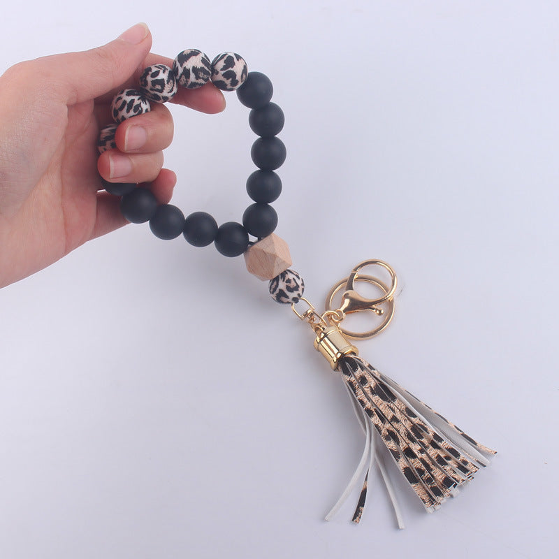Wholesale Tassel Leather PU Silicone Beaded Wrist Keychains