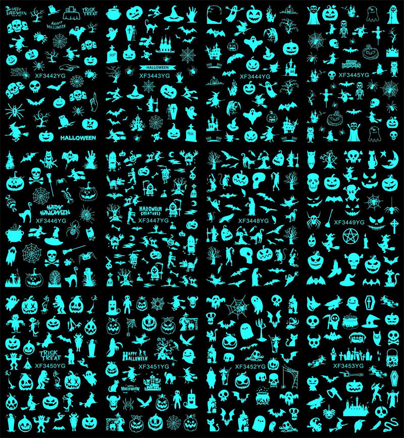 Wholesale Halloween Glow Nail Stickers Set of 12pcs