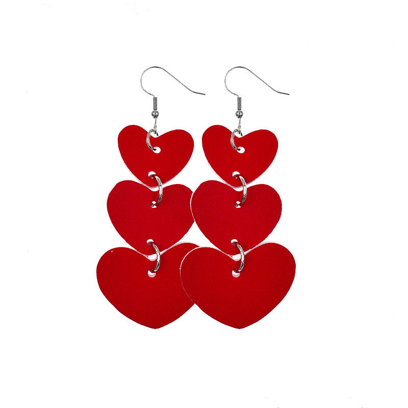 Wholesale Valentine Hearts Leather Earrings