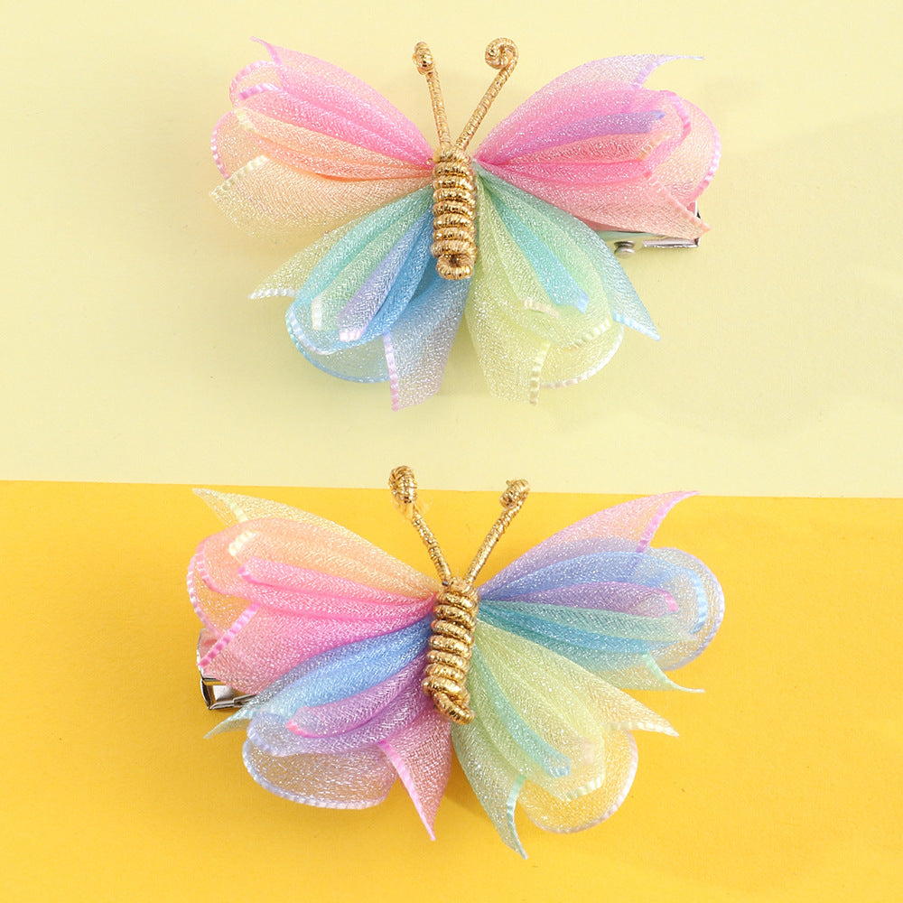 Wholesale Kids Mesh Butterfly Fabric Hair Clips Baby Supplies