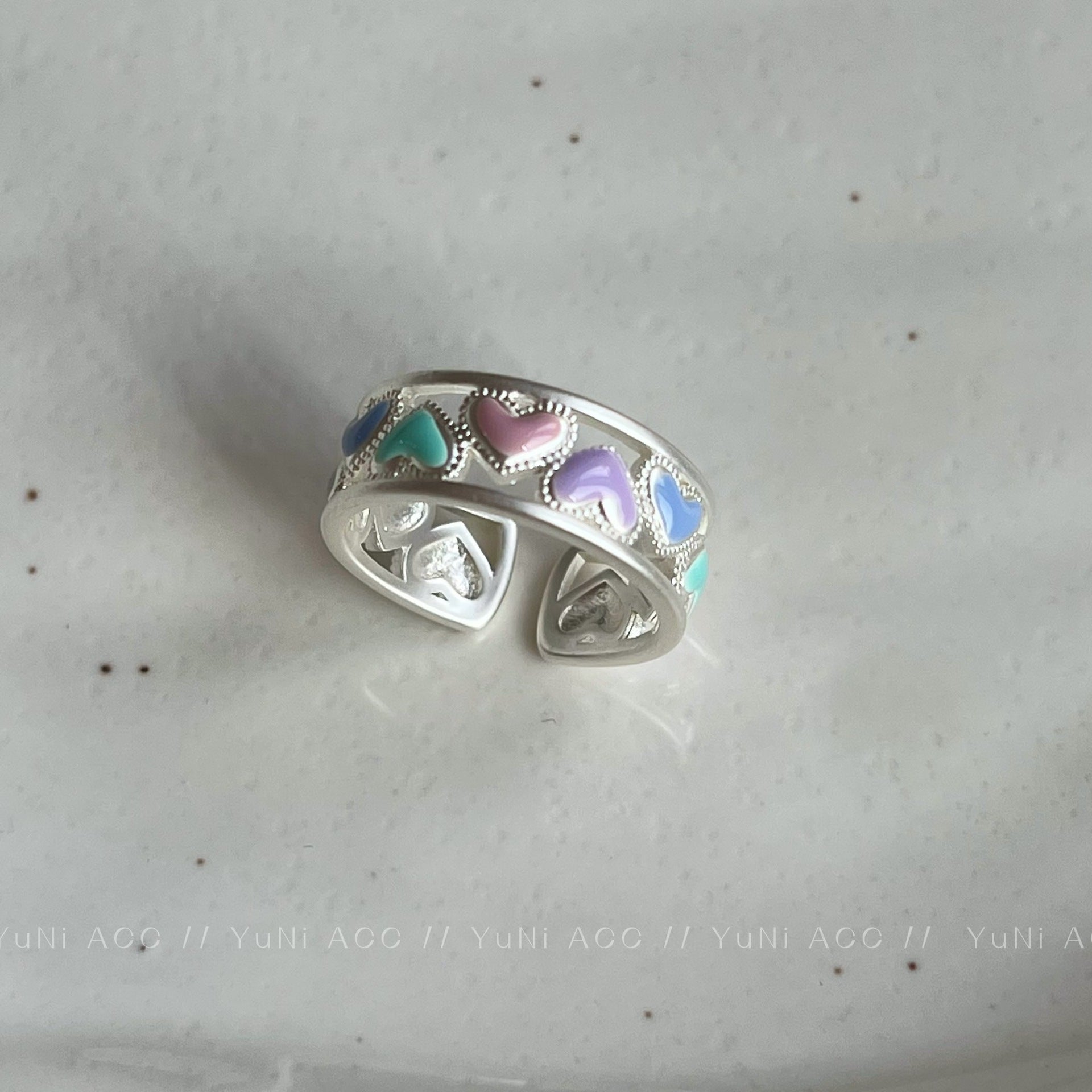 Wholesale Copper Macaron Heart Open Ring