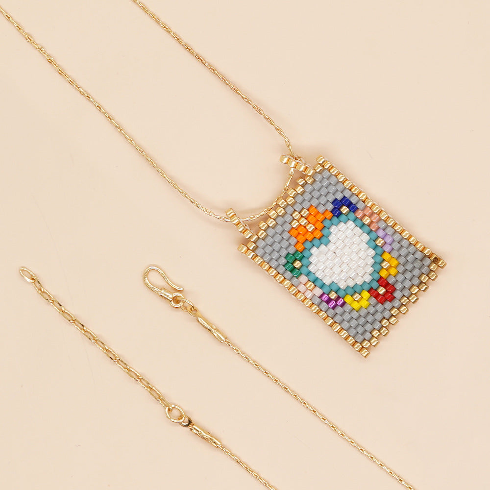 Wholesale Boho Crown Heart Cube Imitation Pearl Necklace