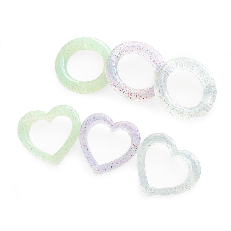 Wholesale 10PCS Sparkling Powder DIY Heart Round Silicone Beads