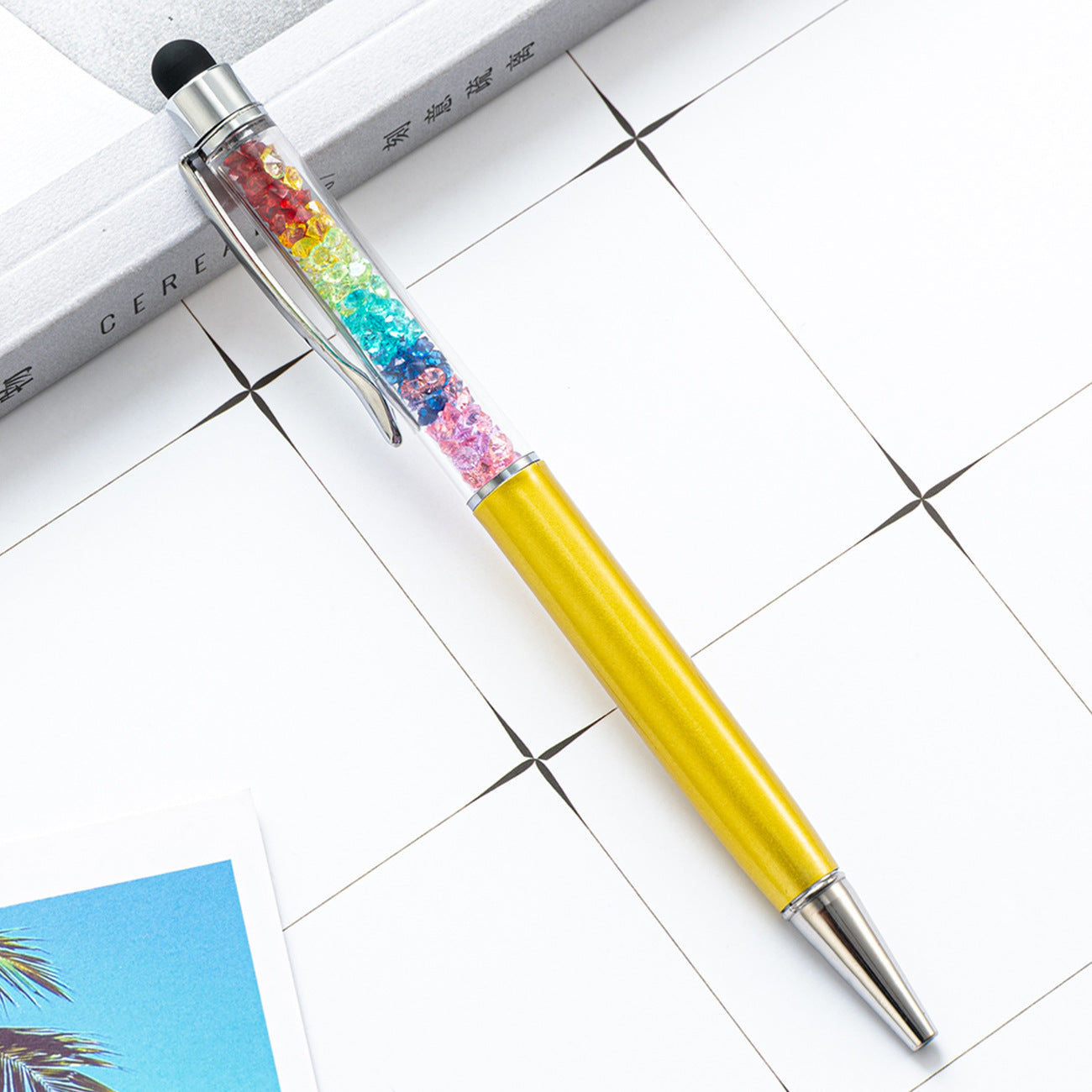 Bolígrafo capacitivo de la pantalla táctil de diamante de color de cristal de metal al por mayor