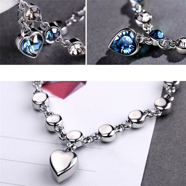 Venta al por mayor Pulsera de metal con corazón de diamante y corazón del océano