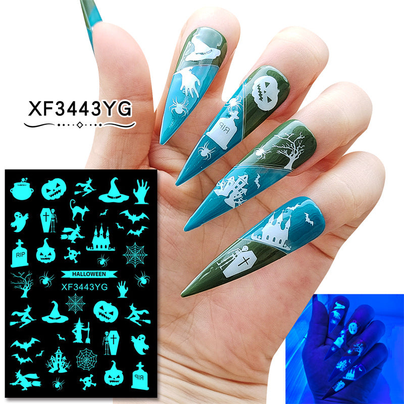 Wholesale Halloween Glow Nail Stickers Set of 12pcs