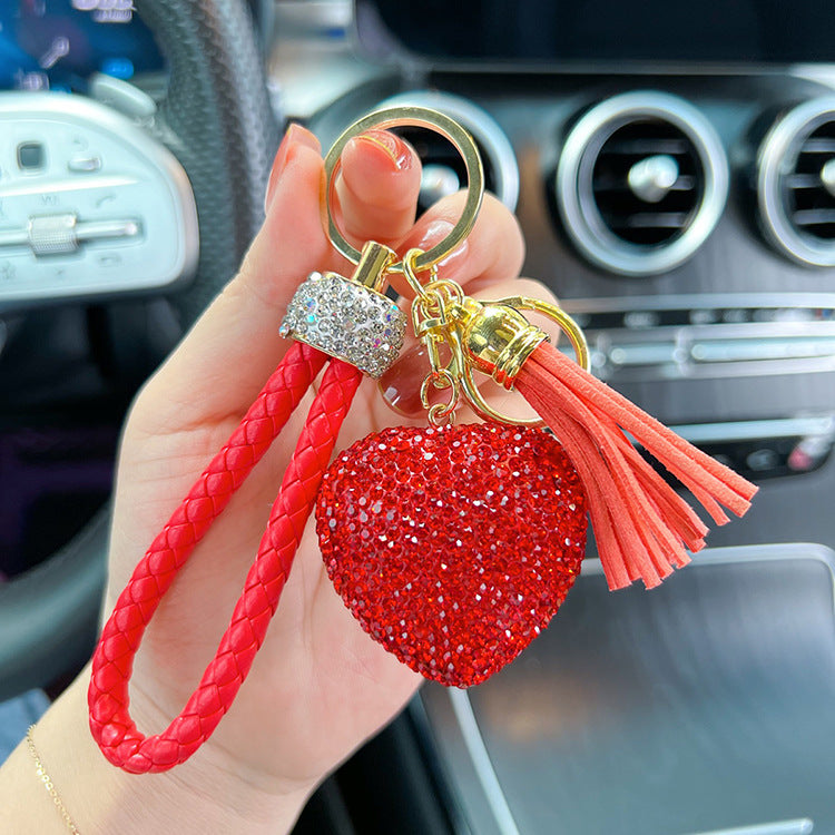 Wholesale Clay Inlaid Diamond Love Key Chain