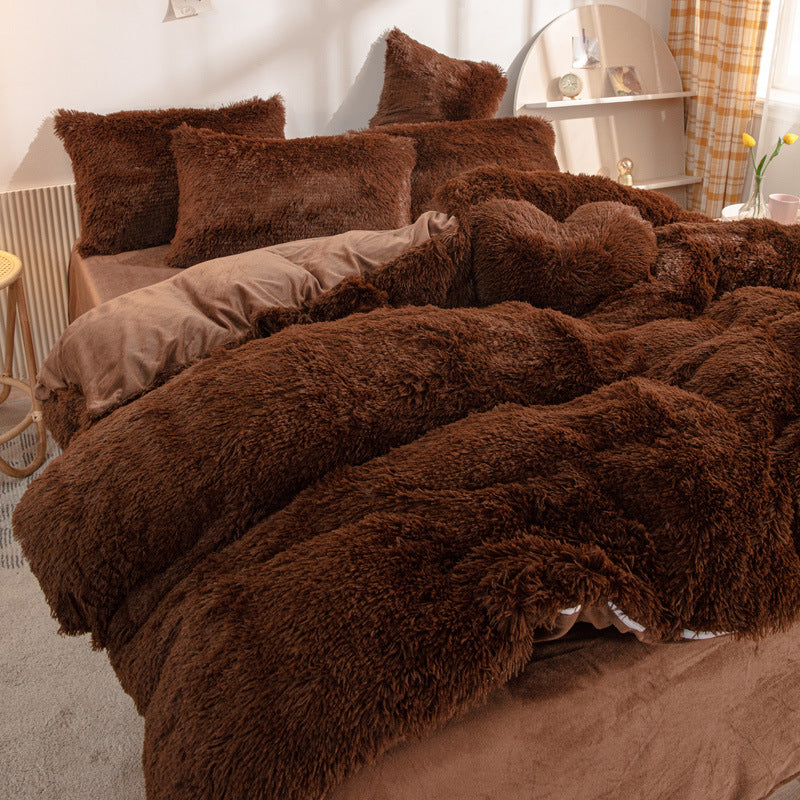 Wholesale Thickened Warm Mink Fur Four Piece Set