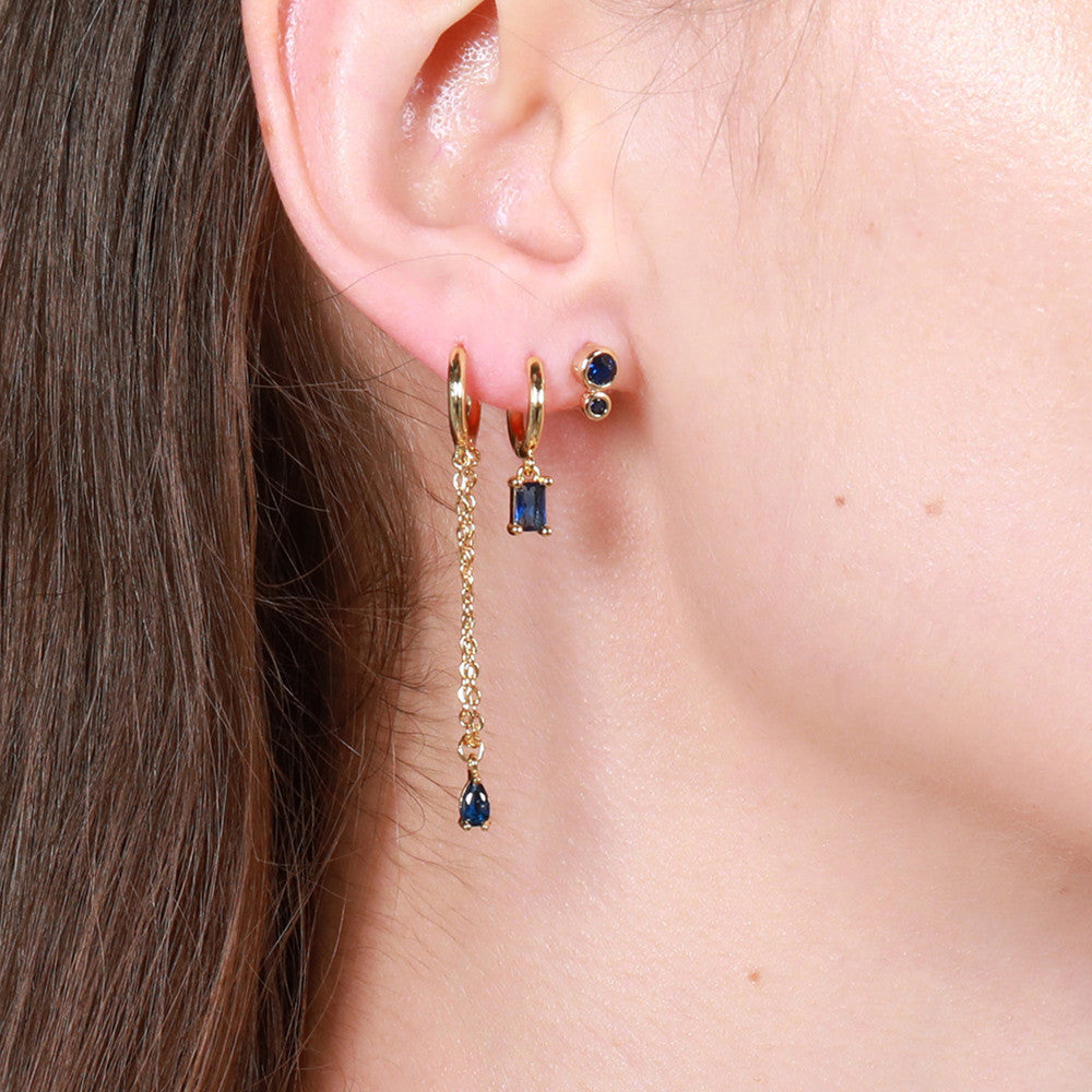 Wholesale Set of Three Micropaved Copper Zirconia Earrings Copper