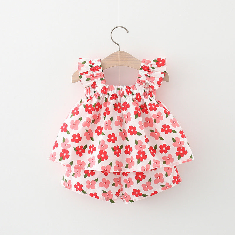 Wholesale Girls Bow Cotton Baby Clothes Set