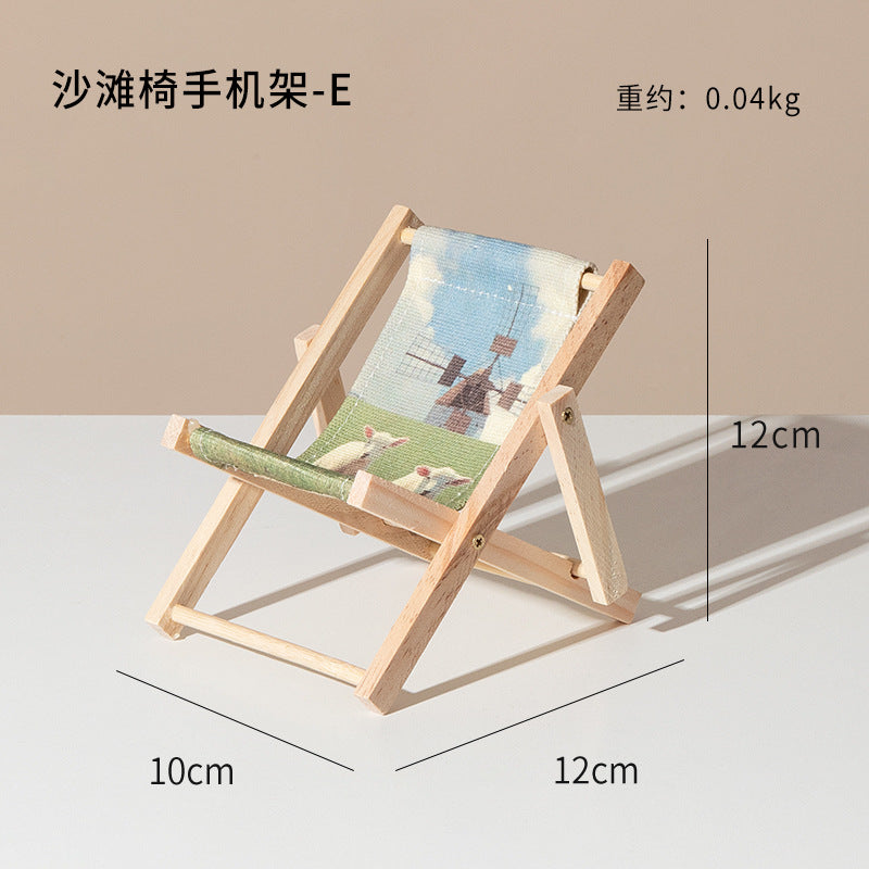Wholesale Wooden Mini Beach Chair Folding Deck Chair Ornament