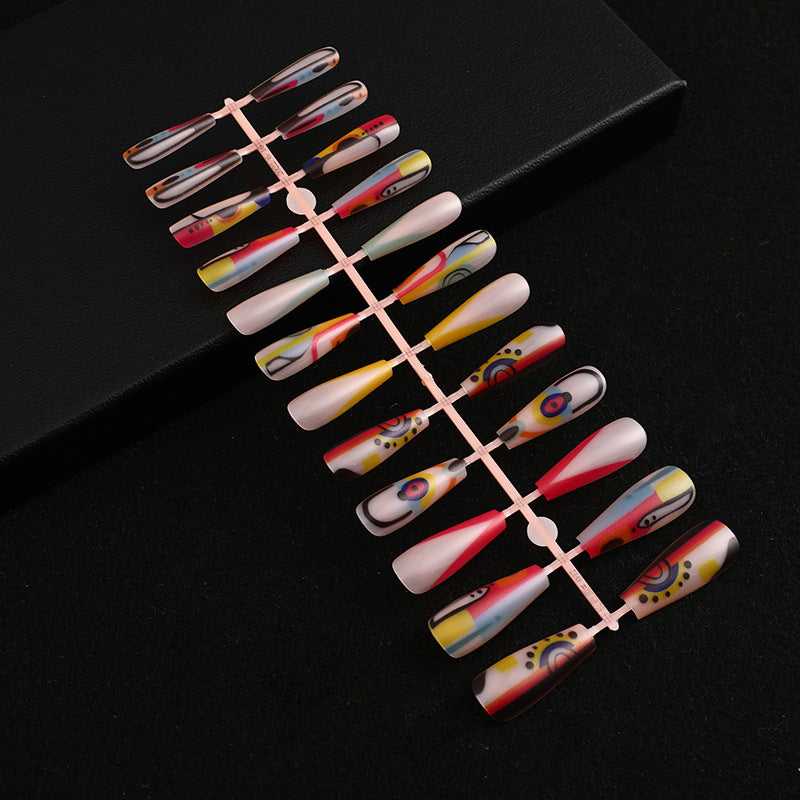 Pegatinas de uñas de resina largas con ojos de cielo francés al por mayor