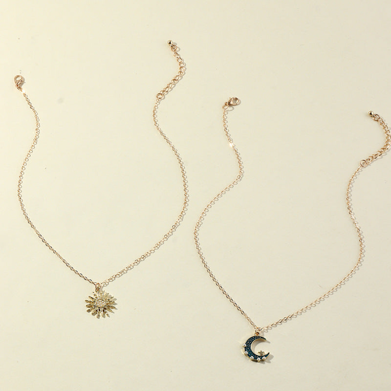 Wholesale Personalized Pearl Sun Moon Necklace Alloy