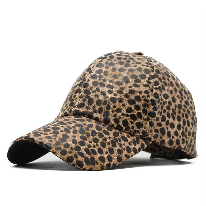 Venta al por mayor Gorra de béisbol de leopardo de cuero PU