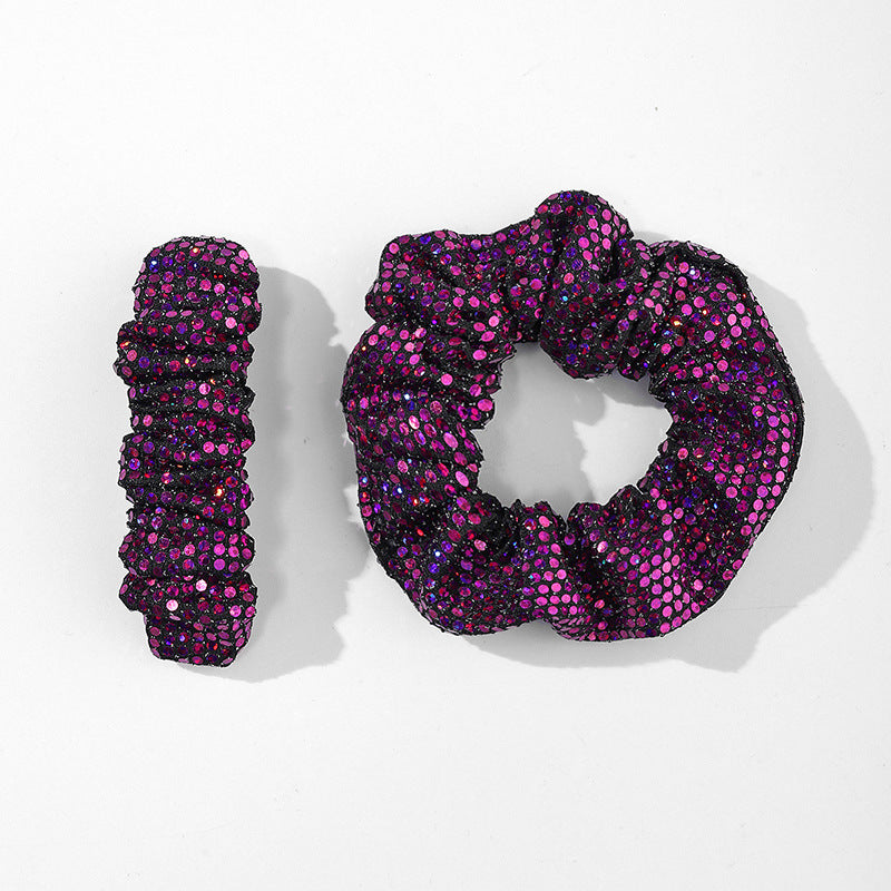 Wholesale Sequin Fabric Hair Scrunchies Hair Clips Set