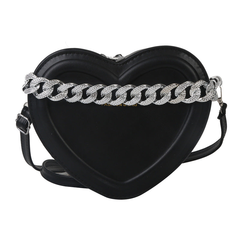 Bolsa de cadena de mensajería de hombro individual en forma de corazón de PU