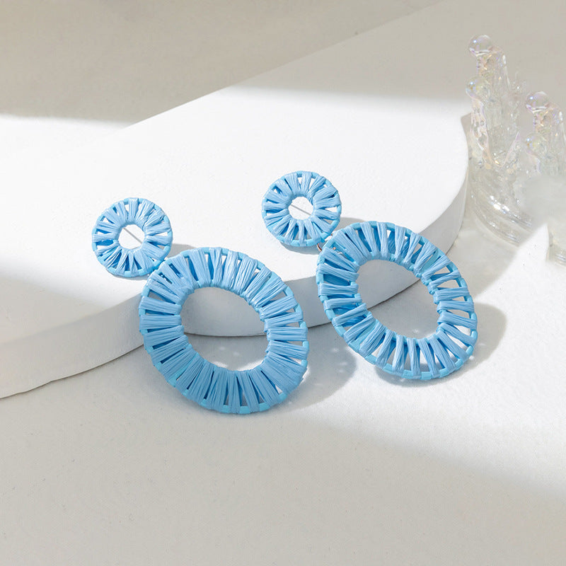 Wholesale Colorful Raffia Alloy Earrings