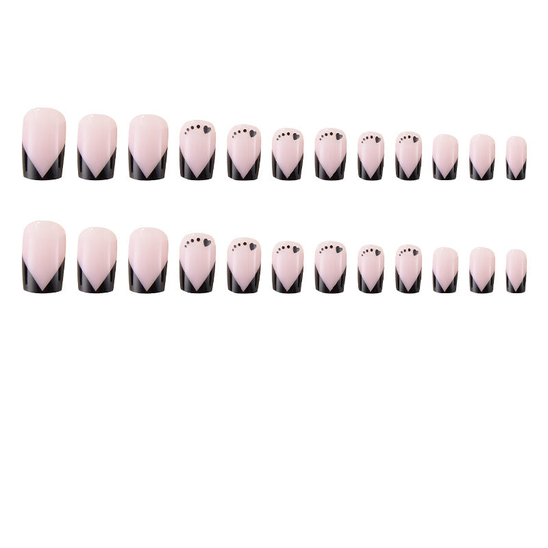 Wholesale French Black Love Plastic Fake Nail Patches