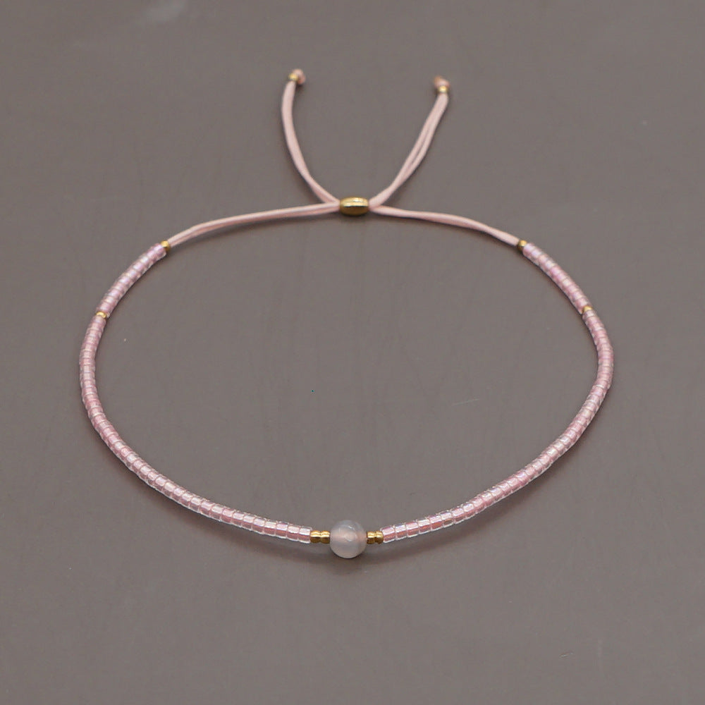 Venta al por mayor Pulsera de vidrieras de piedras semipreciosas bohemias