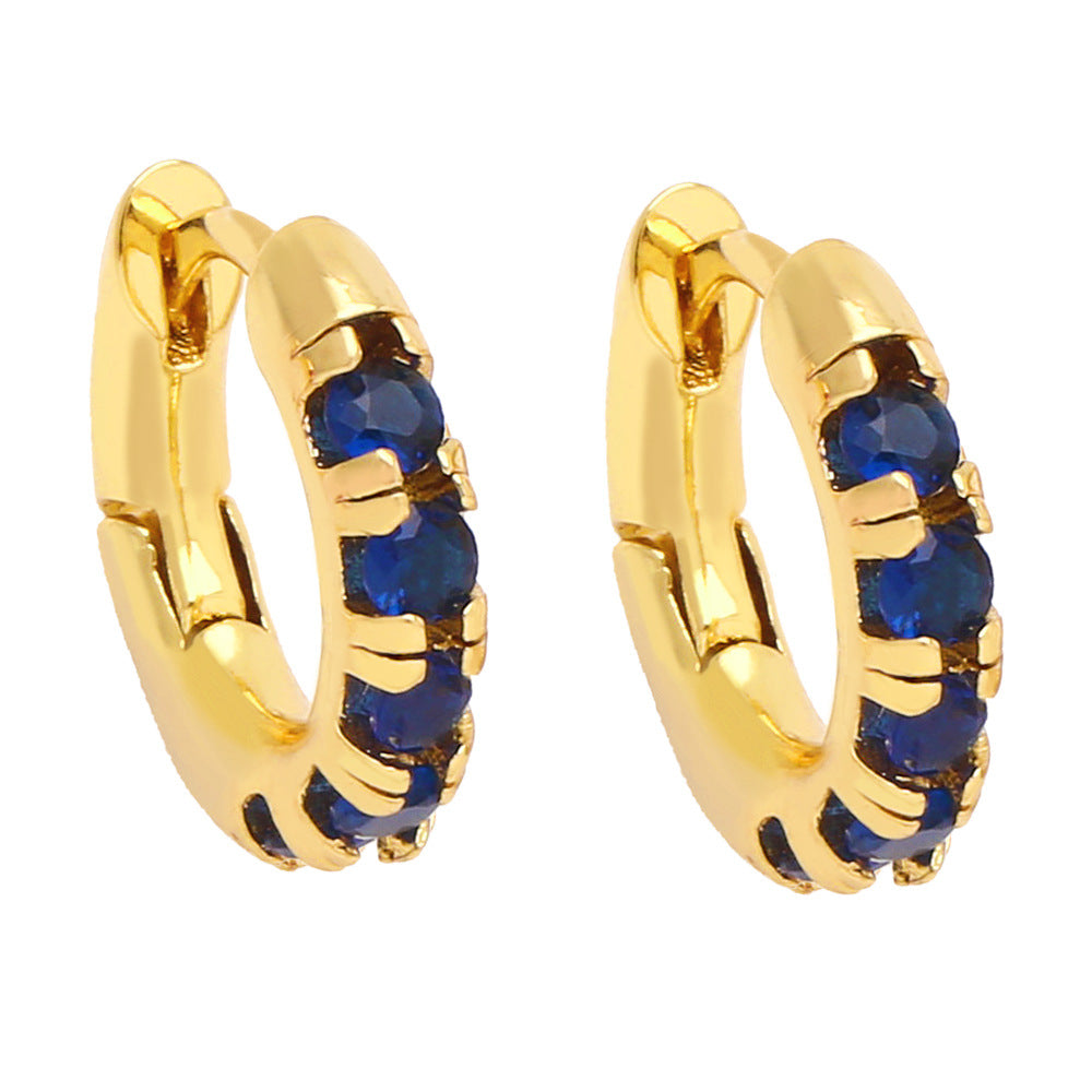 Wholesale Single Row Diamond Color Zircon Copper Ear Studs