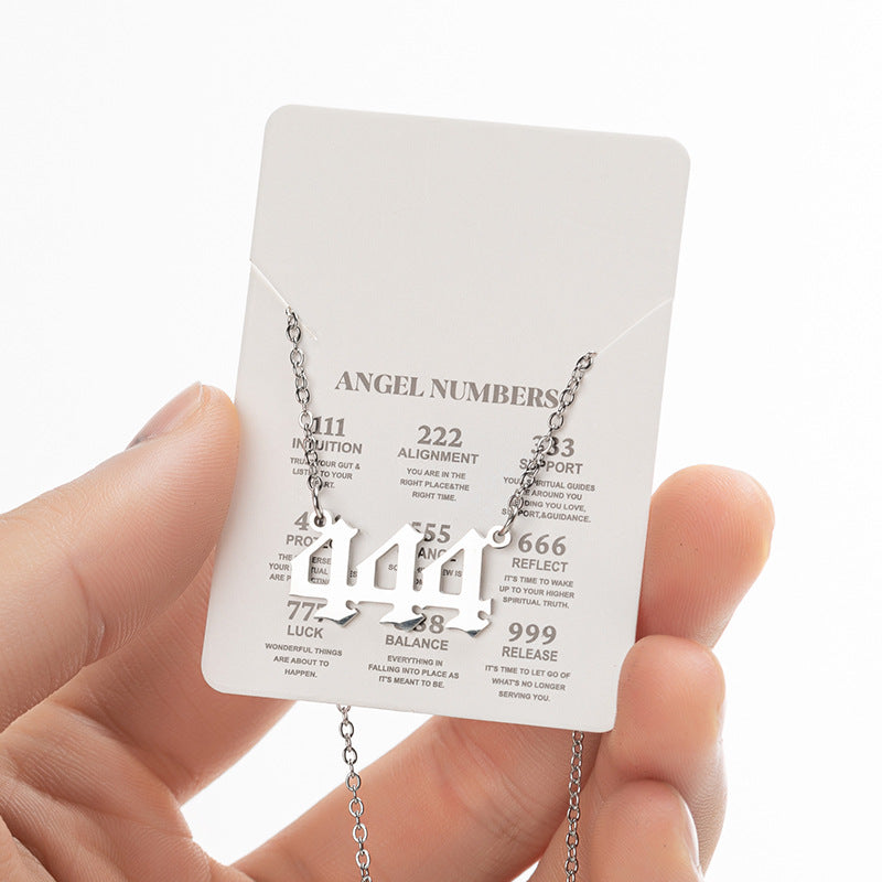Wholesale Stainless Steel Angel Lucky Number Pendant Necklace