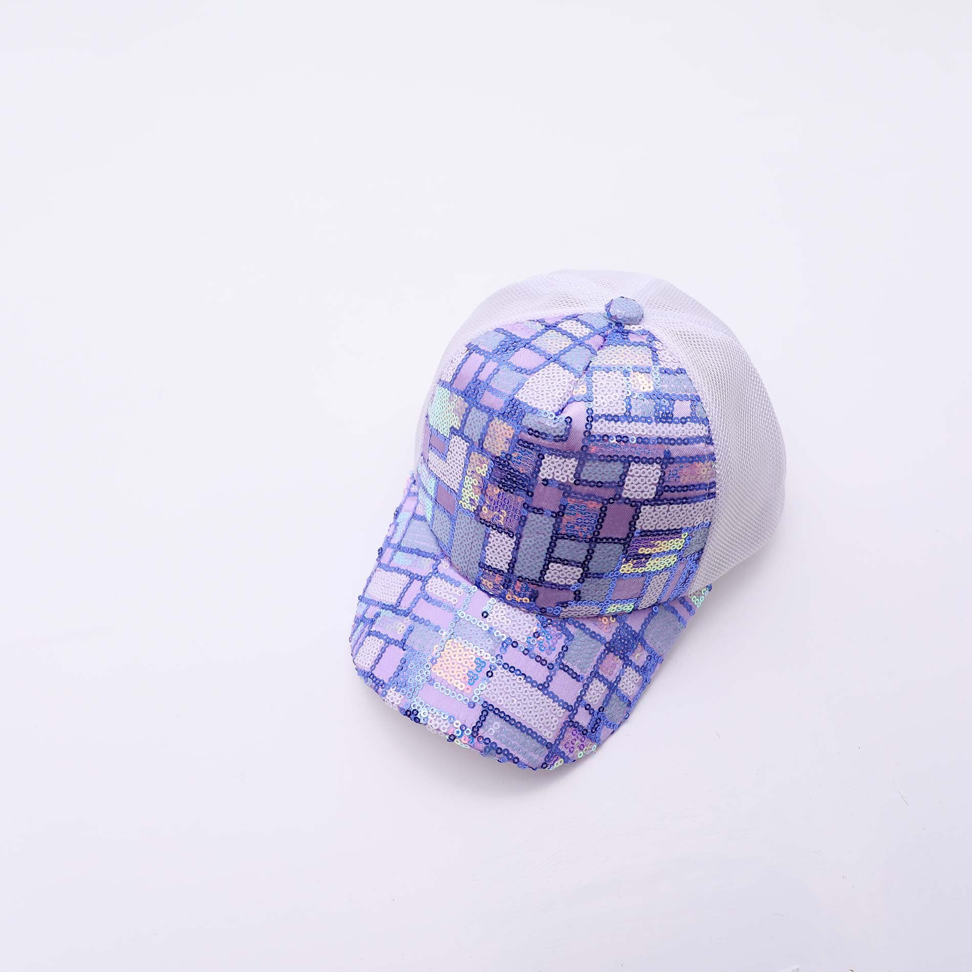 Capilla de malla de béisbol de algodón de algodón de lentejuelas al por mayor para niños