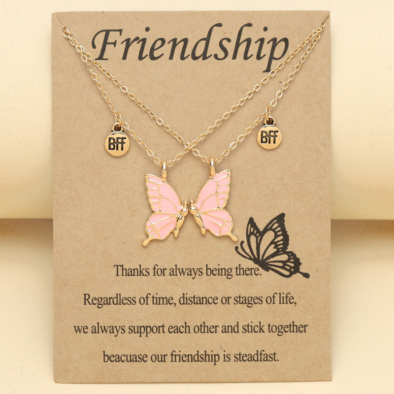 Conjunto de collares de aleación de imanes de mariposa de colores al por mayor