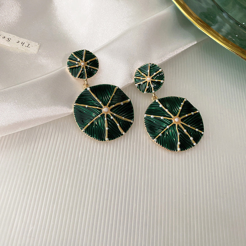 Venta al por mayor Plata Pin Goteo Flor Círculo Vintage Pendientes Metal