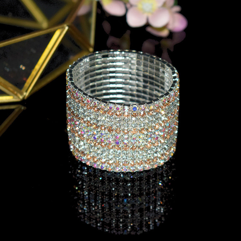 Conjunto de pulsera en capas de diamantes de imitación de cristal elástico al por mayor