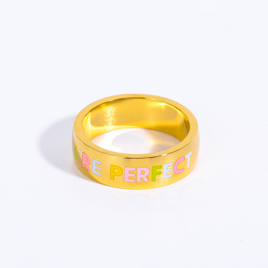 Wholesale 18K Gold Dirty Words Titanium Steel Rings