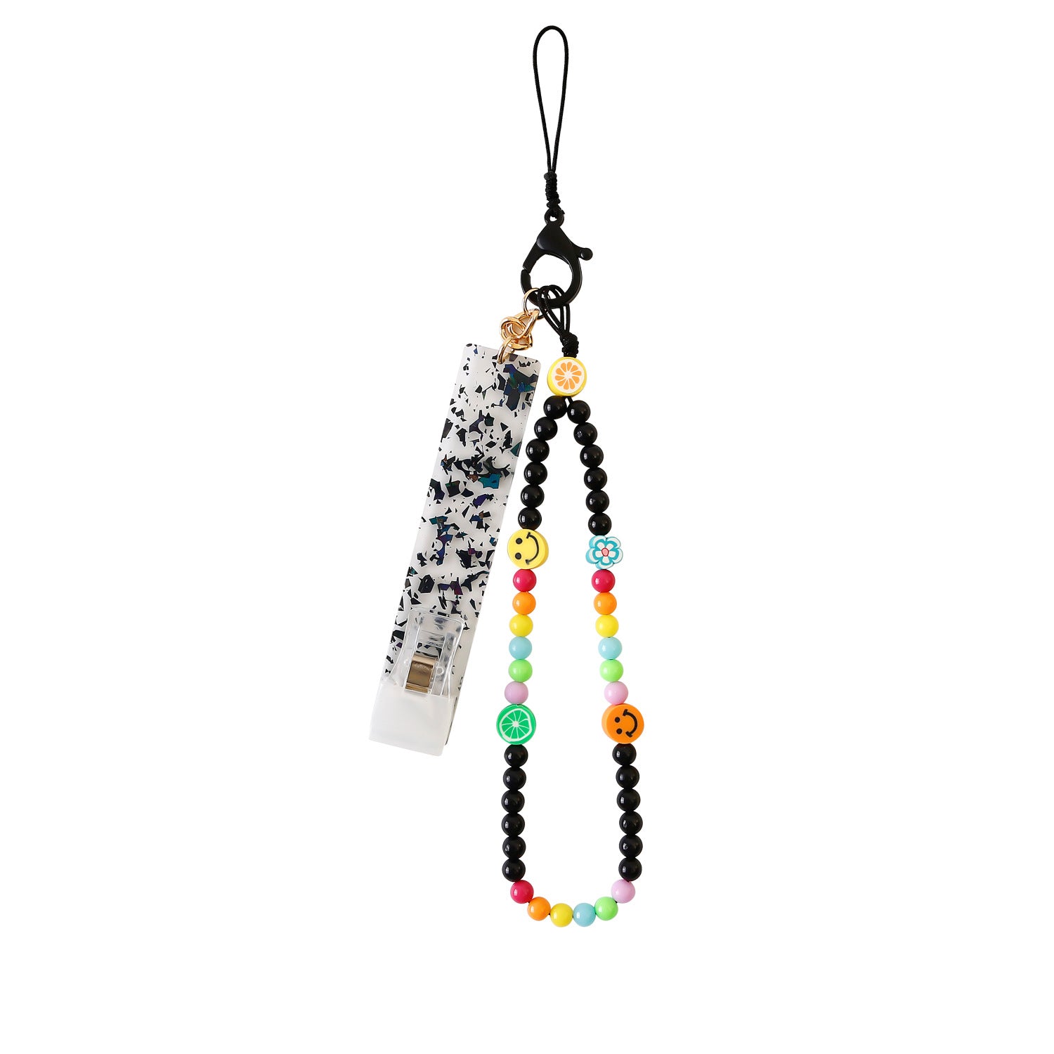 Wholesale Plastic Beaded Acrylic Card Picker Mobile Phone Chain Keychain