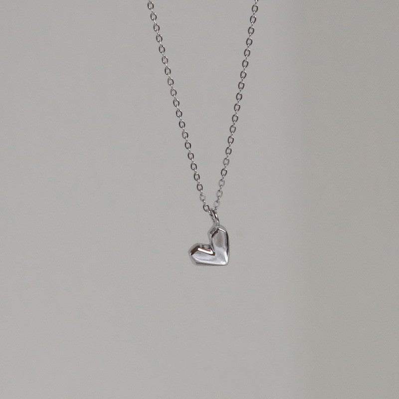 Wholesale Geometric Faceted Heart Pendant Copper Necklace